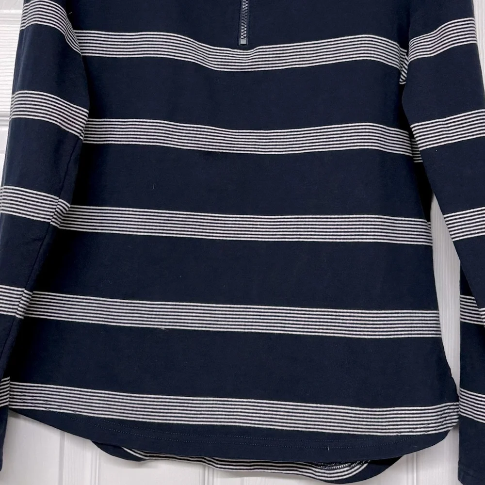 Joules Fairdale French Terry 1/2 Zip Sweatshirt Navy Blue White Stripes Sz 8 - Picture 3 of 5